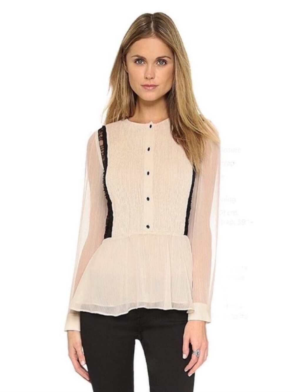 Alice + Olivia | Elysia Ivory Lace Peplum Top L